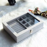 Gray Velvet Ring Jewelry Box Earring Bracelet Necklace Storage Organizer