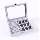 Gray Velvet Ring Jewelry Box Earring Bracelet Necklace Storage Organizer