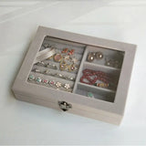 Gray Velvet Ring Jewelry Box Earring Bracelet Necklace Storage Organizer