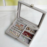Gray Velvet Ring Jewelry Box Earring Bracelet Necklace Storage Organizer