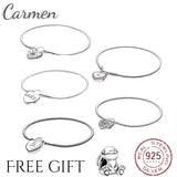 925 Silver Pan Clasp Bracelet Beads Snake Chain for Women