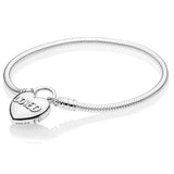 925 Silver Pan Clasp Bracelet Beads Snake Chain for Women