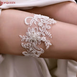 TopQueen ST66 Leg Ring Lace Flower Rhinestones Wedding Garter Belt