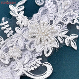 TopQueen ST66 Leg Ring Lace Flower Rhinestones Wedding Garter Belt