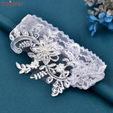TopQueen ST66 Leg Ring Lace Flower Rhinestones Wedding Garter Belt