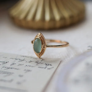 Topa Stone Ellipse Ring Zircon 925 Sterling Silver Plated 14K Vintage Retro