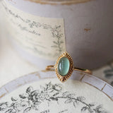 Topa Stone Ellipse Ring Zircon 925 Sterling Silver Plated 14K Vintage Retro