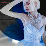 Topqueen G61 Women's Bridal Pearl Bead Choker Necklace