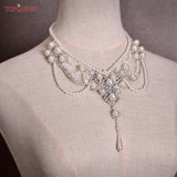 Topqueen G61 Women's Bridal Pearl Bead Choker Necklace