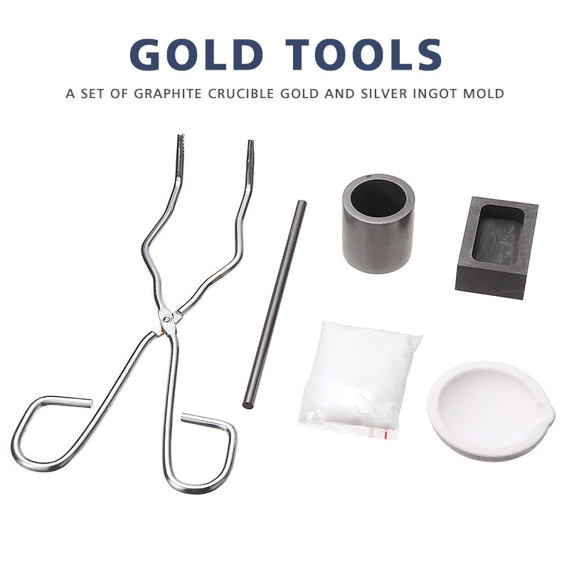 Torch Melting Kit Set Silver Non-Ferrous Crucible Tong Rod Graphite Ingot Mold