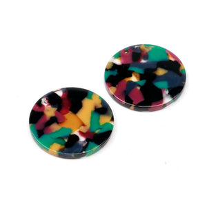 Tortoise Shell Acrylic Earring Charms Circle Coin Pendants