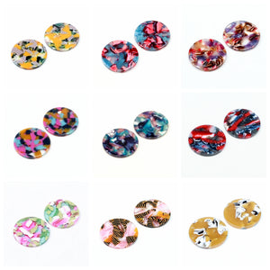 Tortoise Shell Acrylic Earring Charms Circle Coin Pendants