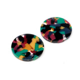 Tortoise Shell Acrylic Earring Charms Circle Coin Pendants