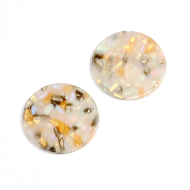 Tortoise Shell Acrylic Earring Charms, Circle Coin Pendants, Jewelry Findings