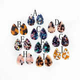 Tortoise Shell Beads Acrylic Earring Charms Drop Shaped Pendants