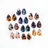 Tortoise Shell Beads Acrylic Earring Charms Drop Shaped Pendants