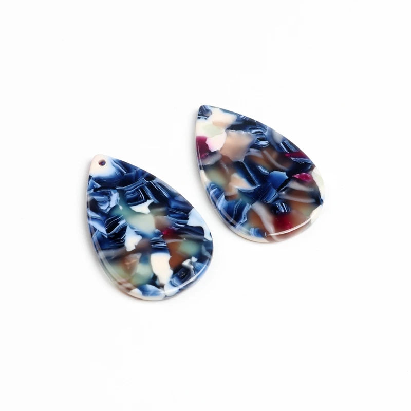 Tortoise Shell Beads Acrylic Earring Charms Drop Shaped Pendants