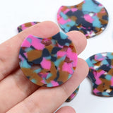 Tortoise Shell Acrylic Earring Charms, Boho Pendants, 36mm-ACE182