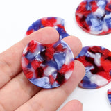 Tortoise Shell Acrylic Earring Charms, Boho Pendants, 36mm-ACE182