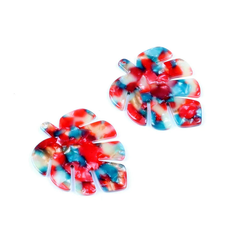 Tortoise Shell Earring Charms, Acrylic Beads, Leaf Shaped Boho Jewelry