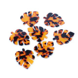 Tortoise Shell Earring Charms, Acrylic Beads, Leaf Shaped Boho Jewelry