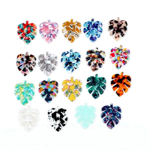Tortoise Shell Earring Charms, Acrylic Beads, Leaf Shaped Boho Jewelry