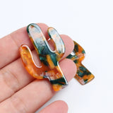 Tortoise Shell Cactus Earring Charms, Acrylic Pendants