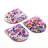 Acetate Acrylic D Shaped Boho Earring Charms, 35x30mm