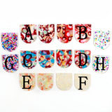 Acetate Acrylic D Shaped Boho Earring Charms, 35x30mm