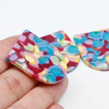 Acetate Acrylic D Shaped Boho Earring Charms, 35x30mm