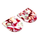 Acetate Acrylic D Shaped Boho Earring Charms, 35x30mm
