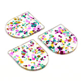 Acetate Acrylic D Shaped Boho Earring Charms, 35x30mm