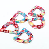 Tortoise Shell Acrylic Earring Charms, D Shaped Pendants, Boho Earring Parts