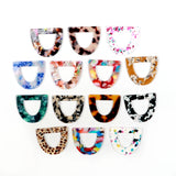 Tortoise Shell Acrylic Earring Charms, D Shaped Pendants, Boho Earring Parts