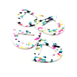 Tortoise Shell Acrylic Earring Charms, D Shaped Pendants, Boho Earring Parts