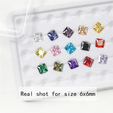 15pcs Mixed Size Square CZ Synthetic Gemstone Loose Cubic Zirconia
