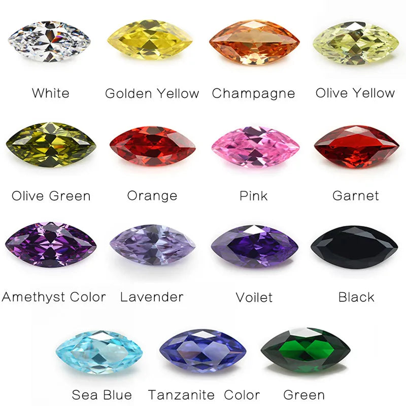 15pcs 4x8mm~6x12mm Loose Marquise CZ Synthetic Gemstone