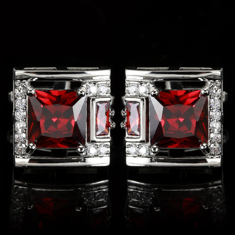 Square Zircon Stone Cufflinks for Man Shirt Suit