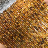 Yellow Tourmaline Faceted Coin Beads 2*4mm DIY Jewelry Making Loose Gemstone