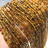 Yellow Tourmaline Faceted Coin Beads 2*4mm DIY Jewelry Making Loose Gemstone