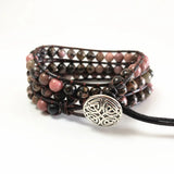 Faceted Tourmaline Stone Leather Wrap Bracelet