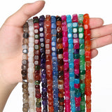 Tourmaline Natural Stone Cube Agates Beads 8x8mm