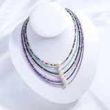 Tourmaline Necklace Freshwater Pearl Choker Spinel Stainless Steel Jewelry