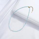 Tourmaline Necklace Freshwater Pearl Choker Spinel Stainless Steel Jewelry
