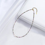 Tourmaline Necklace Freshwater Pearl Choker Spinel Stainless Steel Jewelry