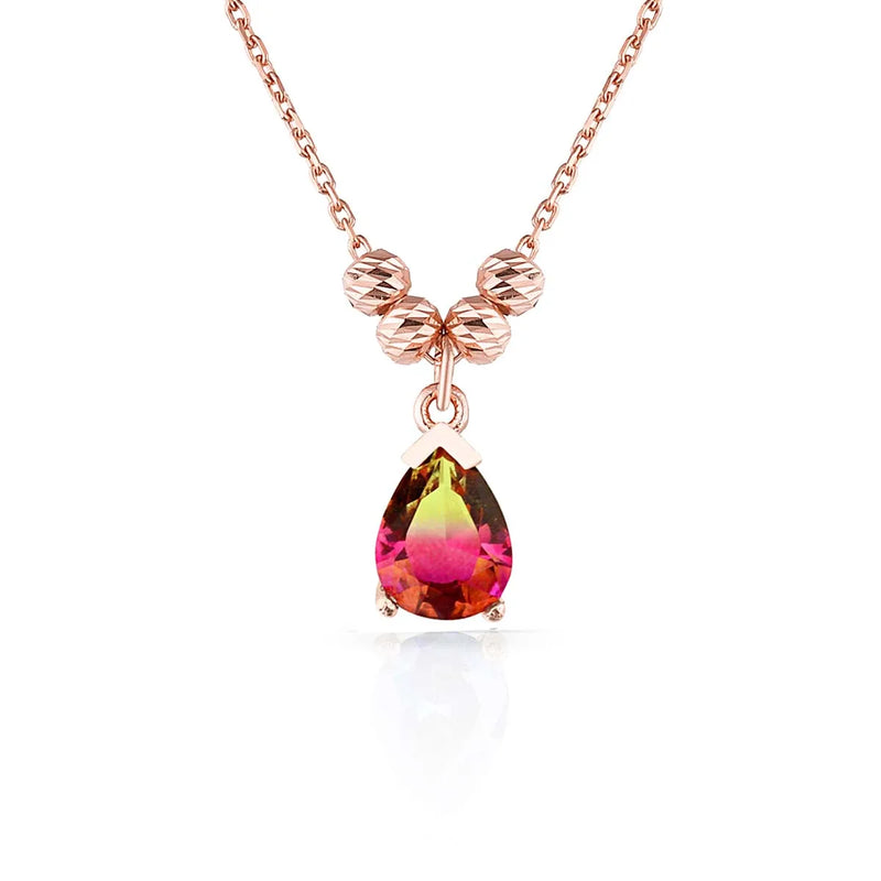 Tourmaline Water Drop Sterling Silver Pendant Necklace