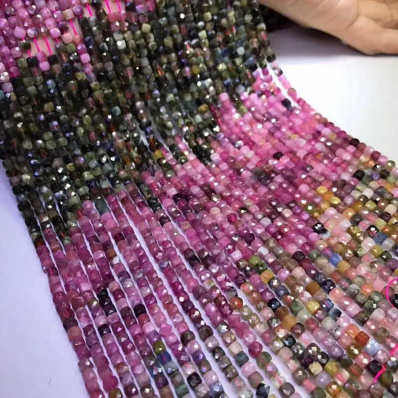 Gradient Tourmaline Loose Beads 4-4.5mm Faceted 14inch