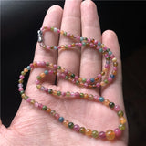 Tourmaline Round Multicolor 3-6mm Necklace 18inch Beads Nature Woman