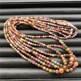 Tourmaline Round Multicolor 3-6mm Necklace 18inch Beads Nature Woman