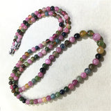 Tourmaline Round Multicolor 3-6mm Necklace 18inch Beads Nature Woman